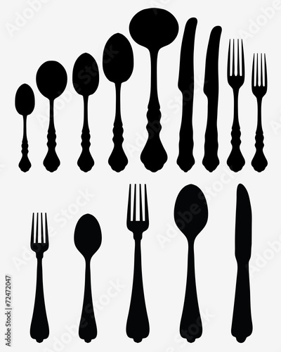 Black silhouette of two cutlery 2, vector