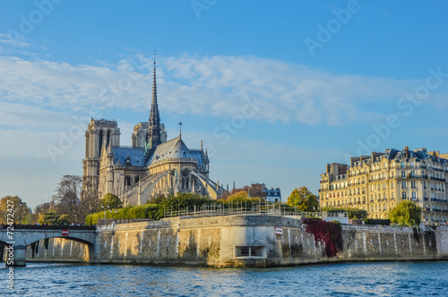 Notre Dame at the Siene river . Paris, France