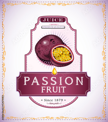 Passion fruit juice or food product label