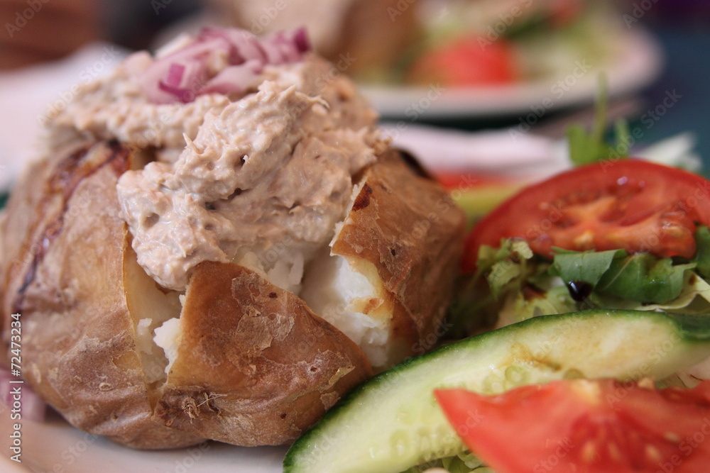 Jacket potato with tuna and side salad Jacket potato with tuna and side salad