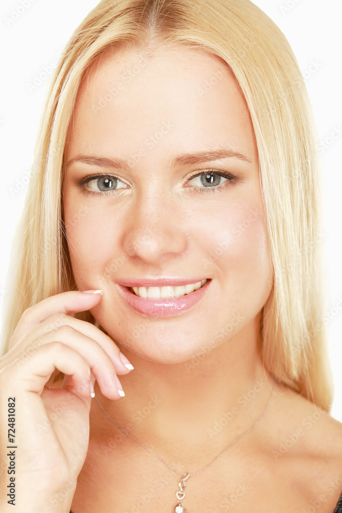 Beautiful young pretty woman's portrait, isolated on white Beautiful young pretty woman's portrait, isolated on white