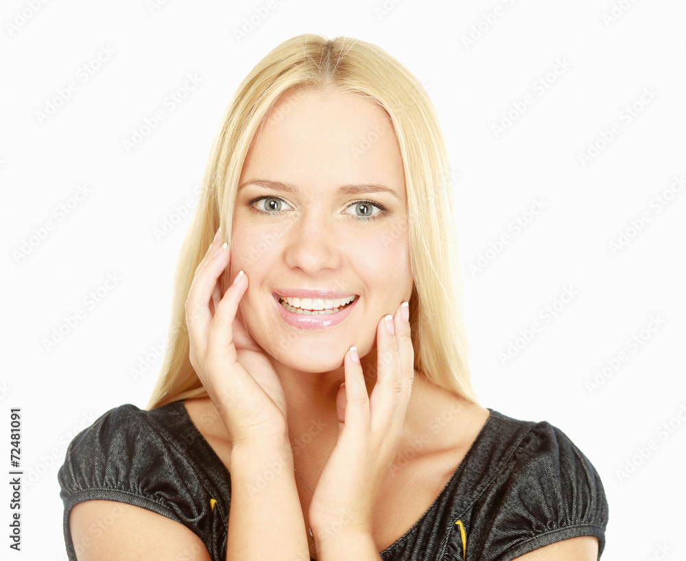 Beautiful young pretty woman's portrait, isolated on white Beautiful young pretty woman's portrait, isolated on white