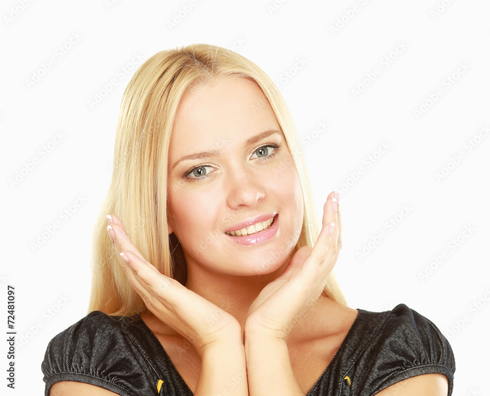 Beautiful young pretty woman's portrait, isolated on white Beautiful young pretty woman's portrait, isolated on white