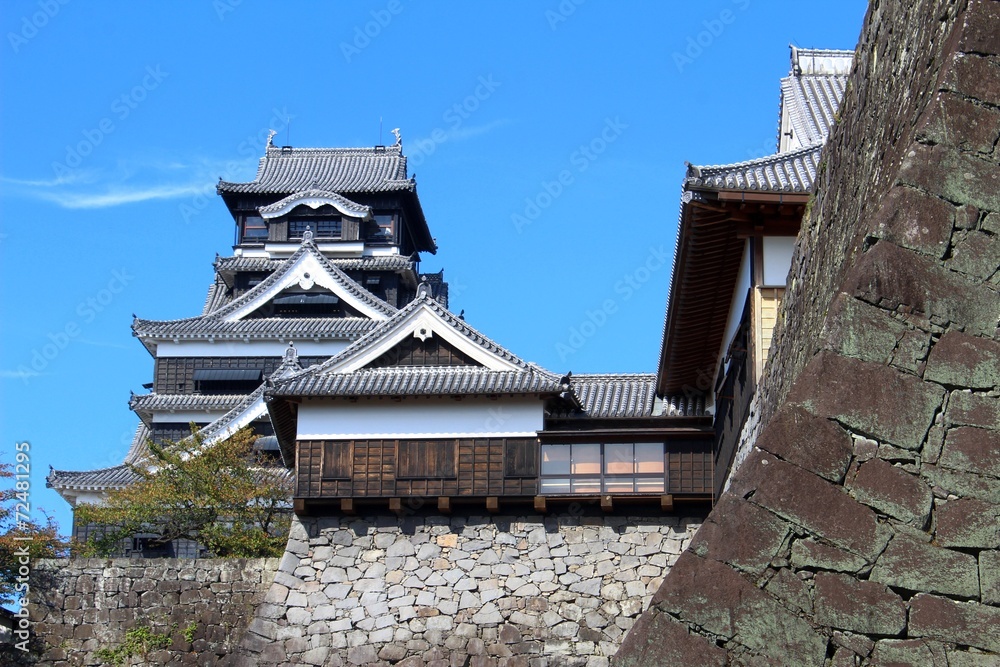 石垣と熊本城天守閣
