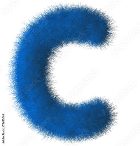 Blue shag C letter isolated on white background