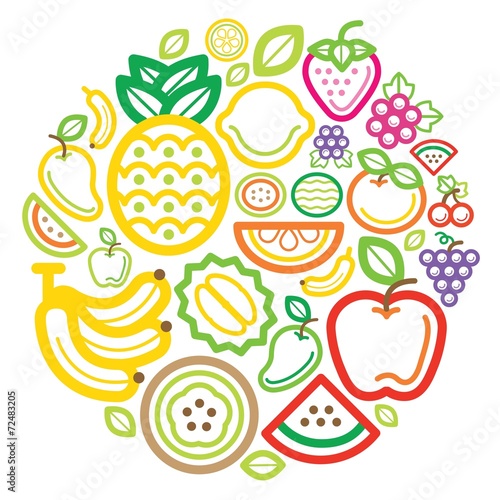 Fototapeta Naklejka Na Ścianę i Meble -  Fruit icon colour circle