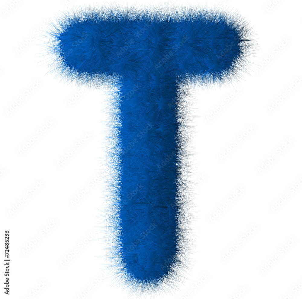 Blue shag T letter isolated on white background Blue shag T letter isolated on white background