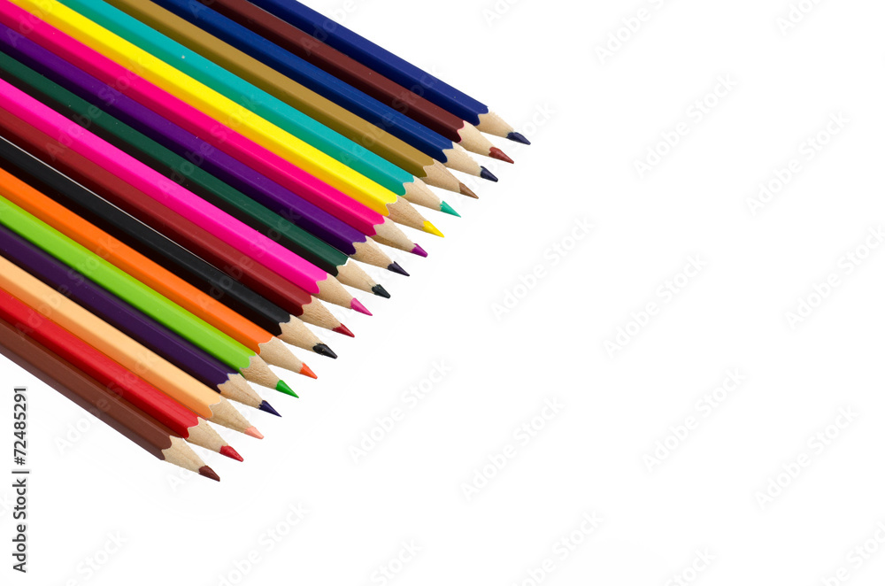 Colour pencils isolated on white background close up Colour pencils isolated on white background close up
