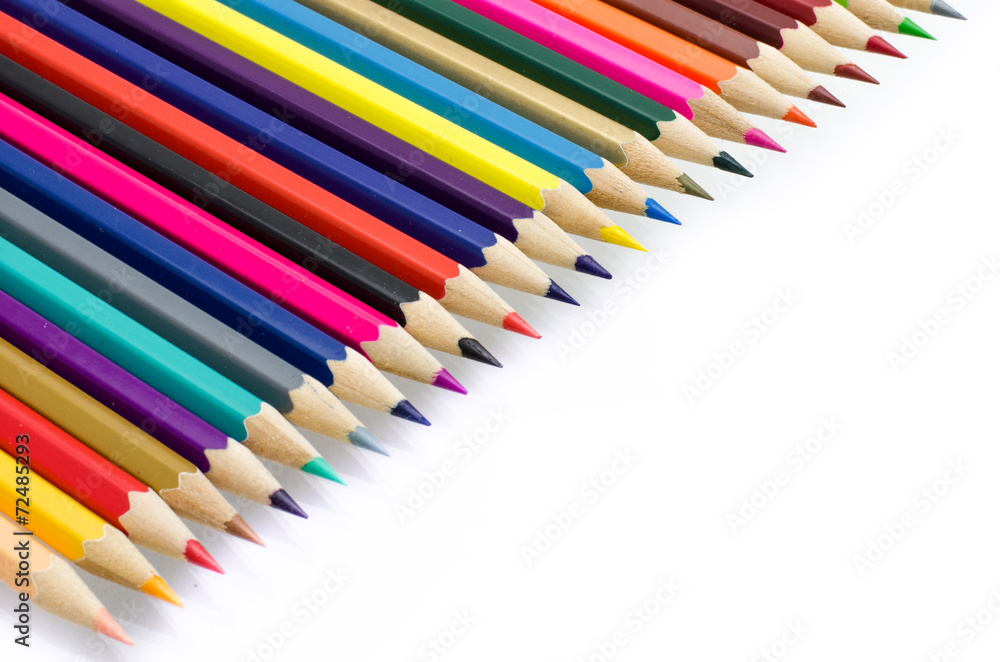 Colour pencils isolated on white background close up Colour pencils isolated on white background close up