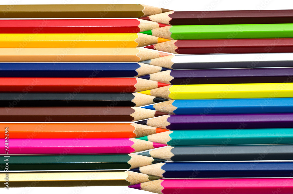 Colour pencils isolated on white background close up Colour pencils isolated on white background close up