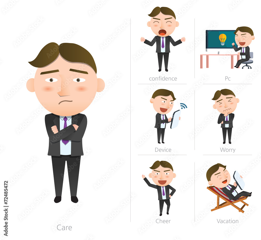 Businessman corporate life flat design 7set-employee