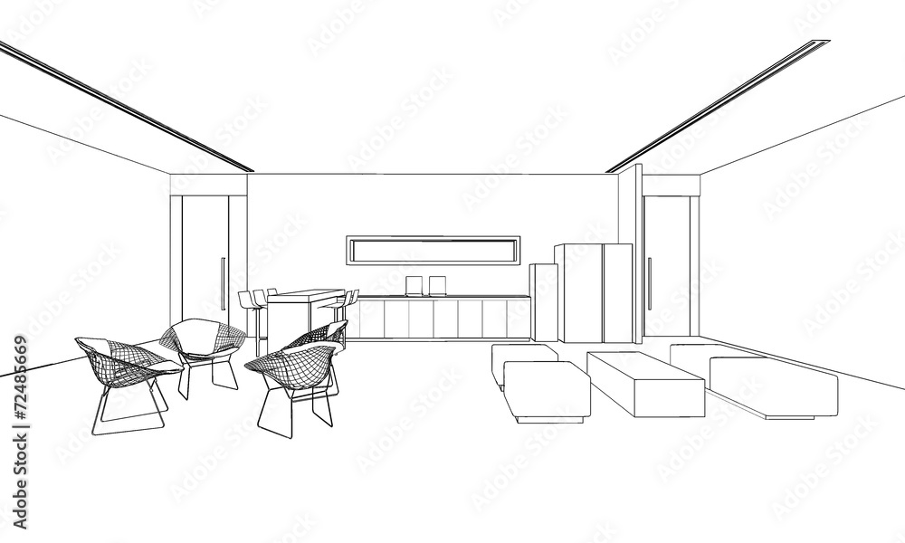 outline sketch of a interior outline sketch of a interior