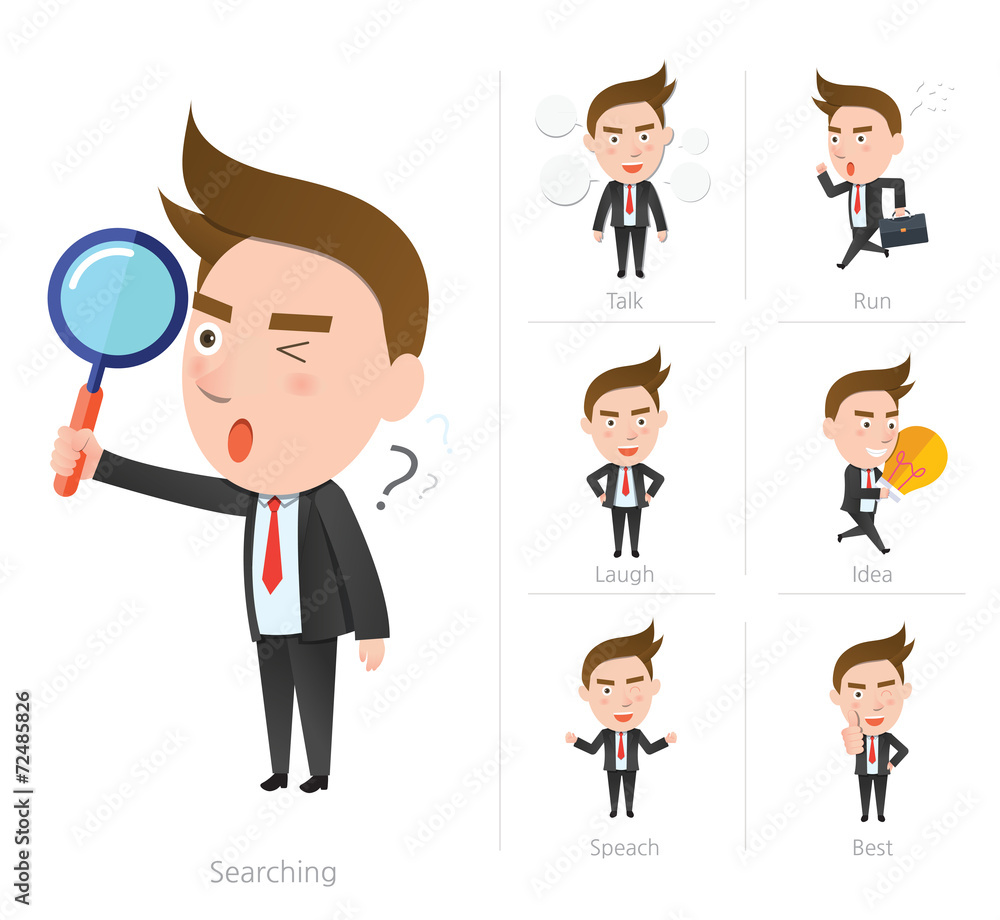 Businessman corporate life flat design 7set-employee Businessman corporate life flat design 7set-employee