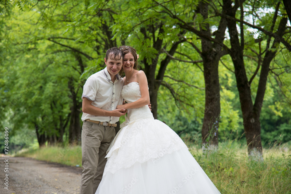 Beautiful married couple in the wedding day Beautiful married couple in the wedding day