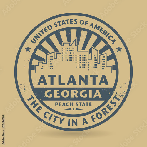 Grunge rubber stamp with name of Atlanta, Georgia