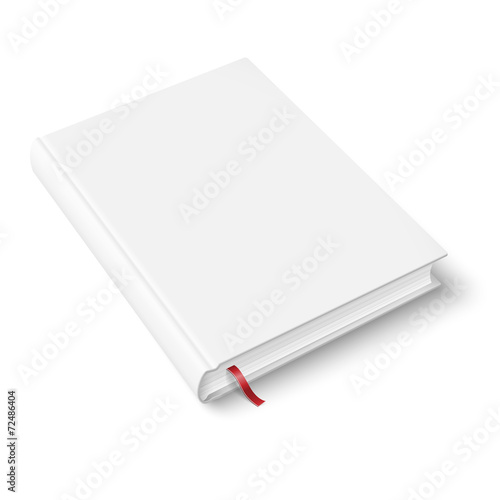 Blank book template with bookmark.