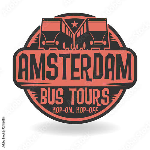 Abstract stamp with text Amsterdam, Bus Tours