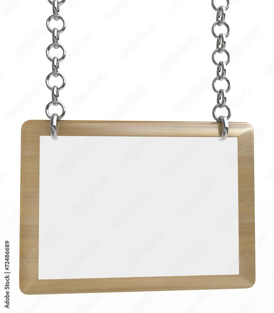 empty signboard hanging on brass chains empty signboard hanging on brass chains