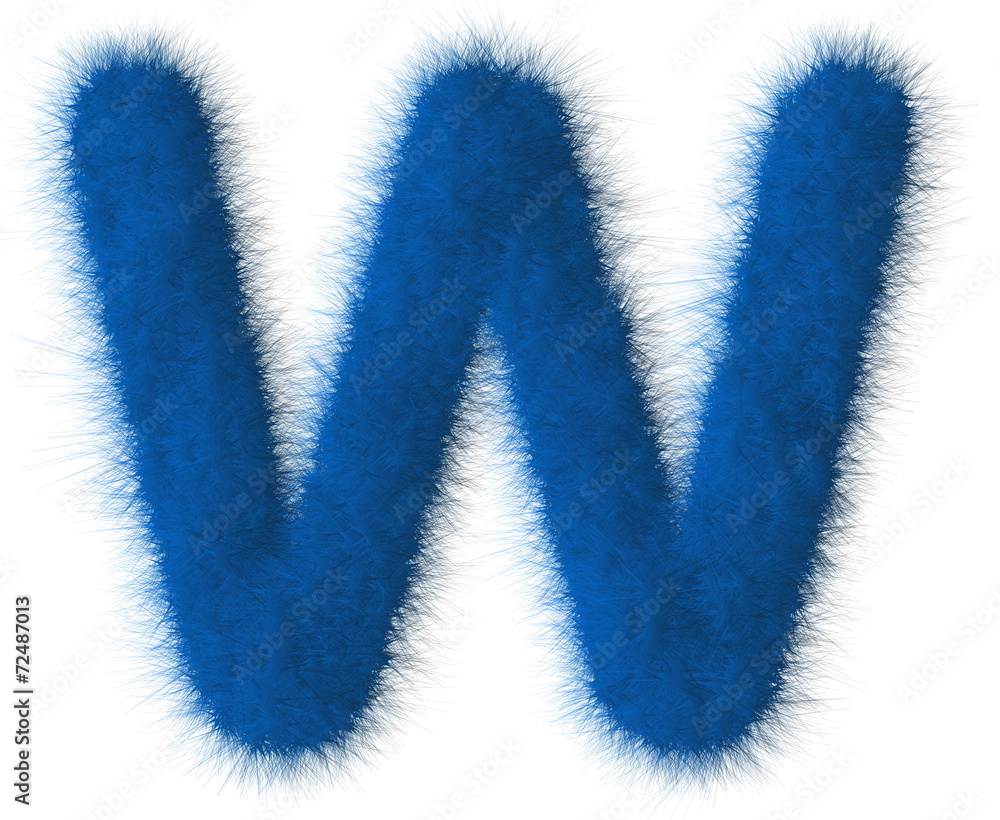 Blue shag W letter isolated on white background Blue shag W letter isolated on white background