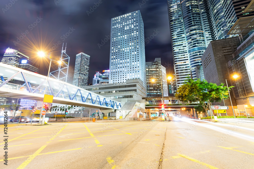 Obraz premium Hong Kong night view with car light