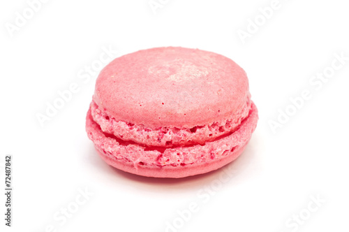 strawberry macaroon isolated on white