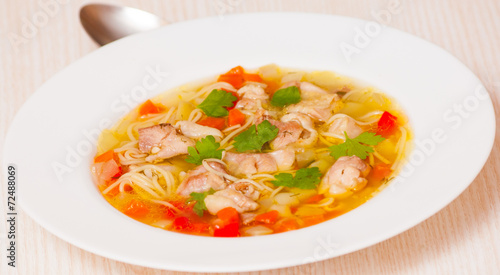 chicken soup with noodle and vegetables