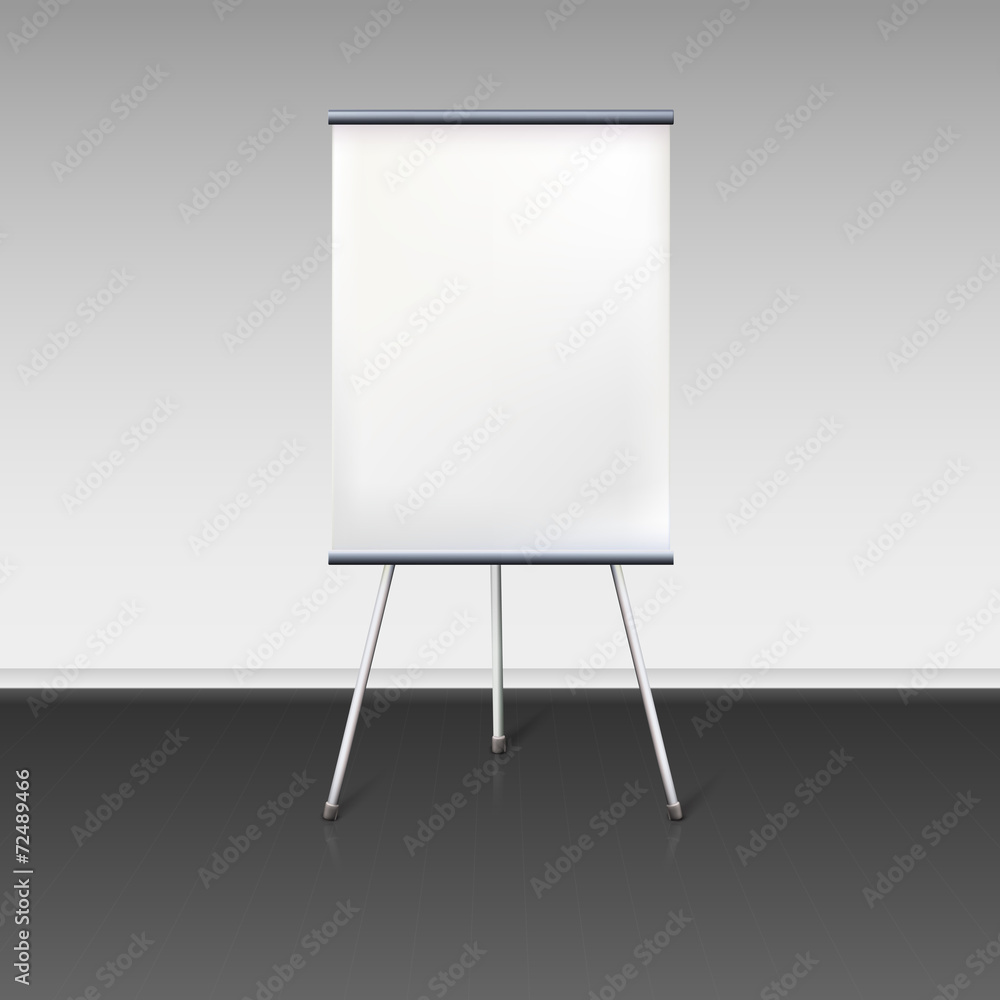 Blank flipchart stands near the wall Blank flipchart stands near the wall