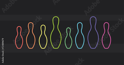 Bowling background. Skittles in a row.