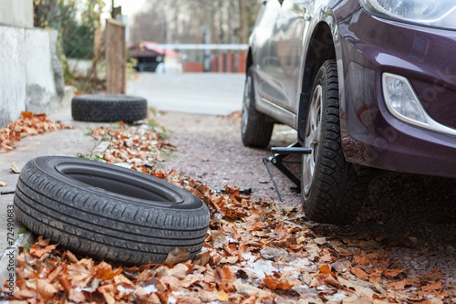 Snow wheel replacement insted summer for winter season photo