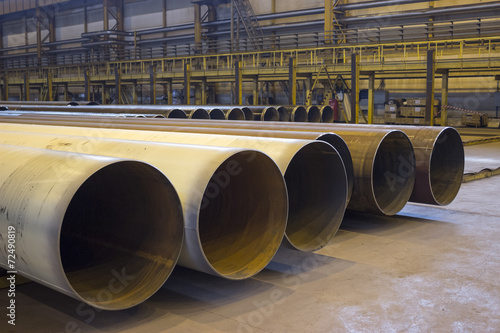 Slika na platnu Large diameter pipes are in industrial workshop