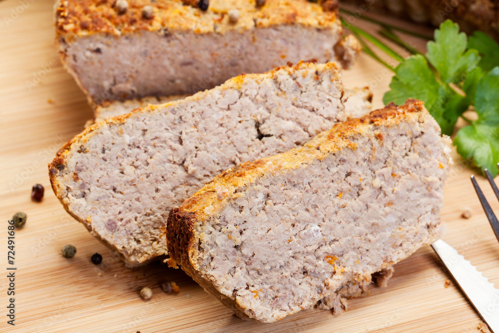 Traditional delicious meat pate with vegetables Traditional delicious meat pate with vegetables