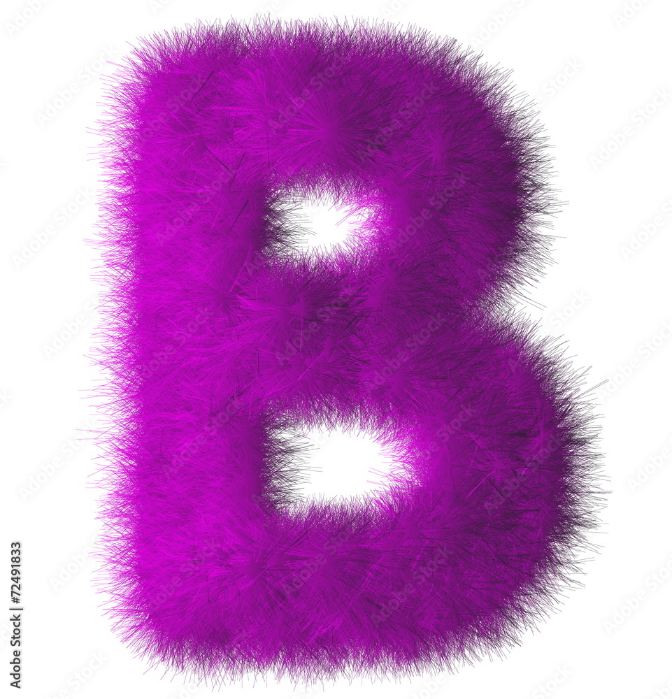 Purple shag B letter isolated on white background Purple shag B letter isolated on white background