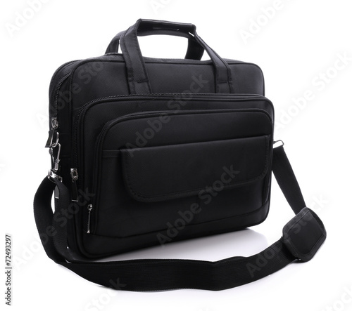 Black laptop bag on a white background