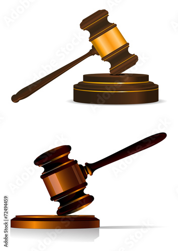 Judge or auctioneers gavel on white
