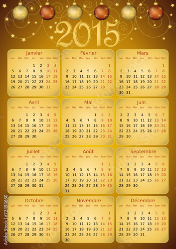 Calendrier 2015 simple - facilement éditable