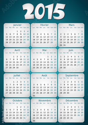 Calendrier 2015 simple - facilement éditable