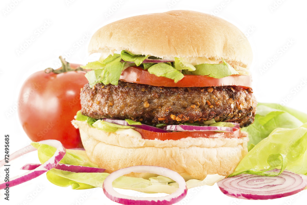 Burger with the fresh vegetables Burger with the fresh vegetables