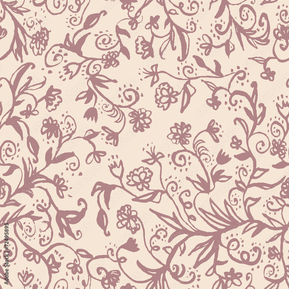 Fototapeta premium Colorful watercolor hand drawn flowers. Seamless pattern.