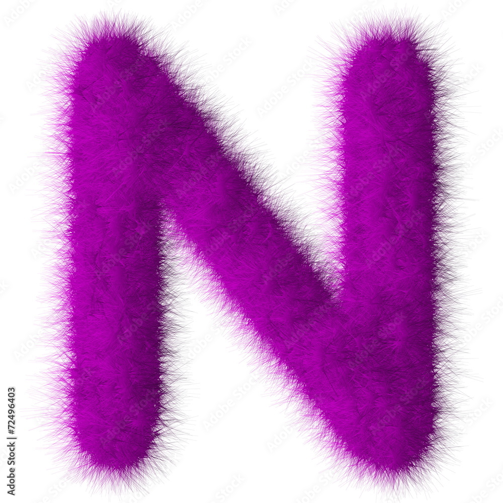 Purple shag N letter isolated on white background Purple shag N letter isolated on white background