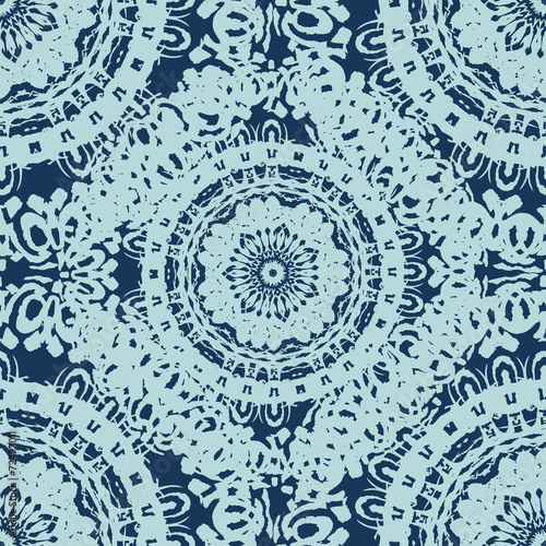 Seamless doily watercolor vector gzhel pattern. Decorative ornam