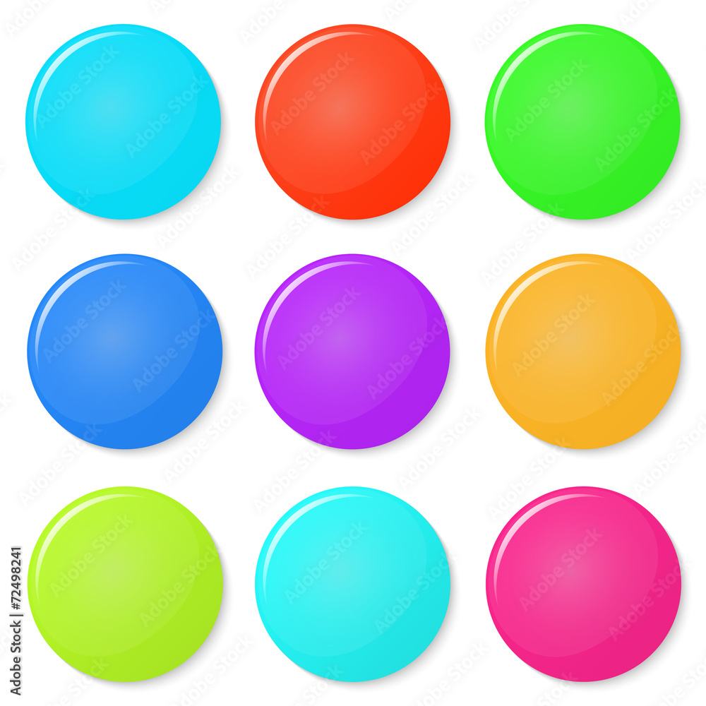 Magnets, buttons color on a white background. Magnets, buttons color on a white background.