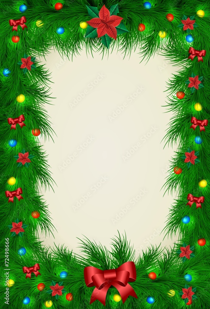 Christmas vector frame for picture and text vertical
