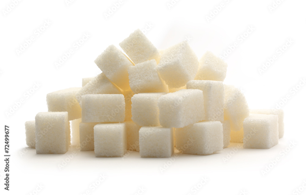 Cubes of white sugar