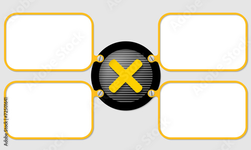 four yellow frame for text with multiplication symbol