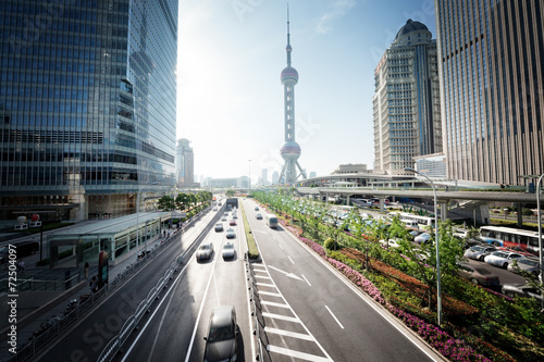 Photography road in shanghai lujiazui financial center