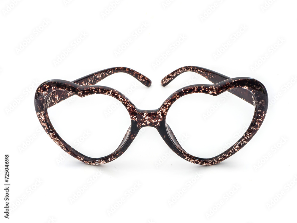 Eye glasses with heart shape isolated