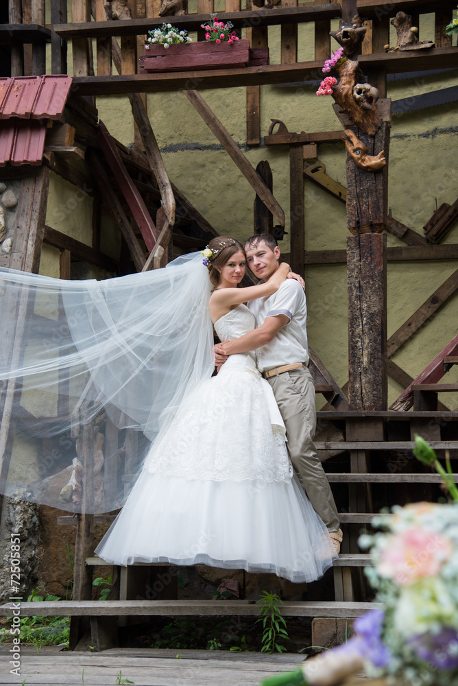 Fototapeta premium Beautiful married couple in the wedding day