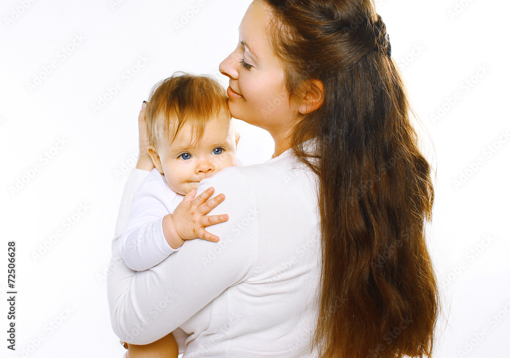 Portrait cute baby and mom together Portrait cute baby and mom together