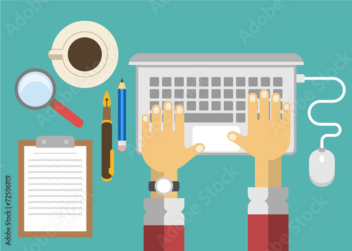 Vector business office workplace. Flat illustration
