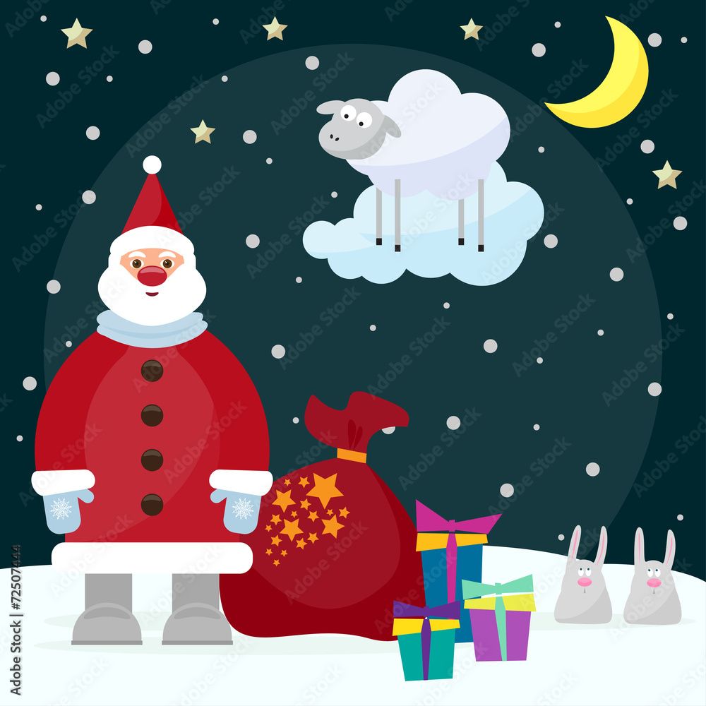 funny cartoon picture for winter holiday greeting card